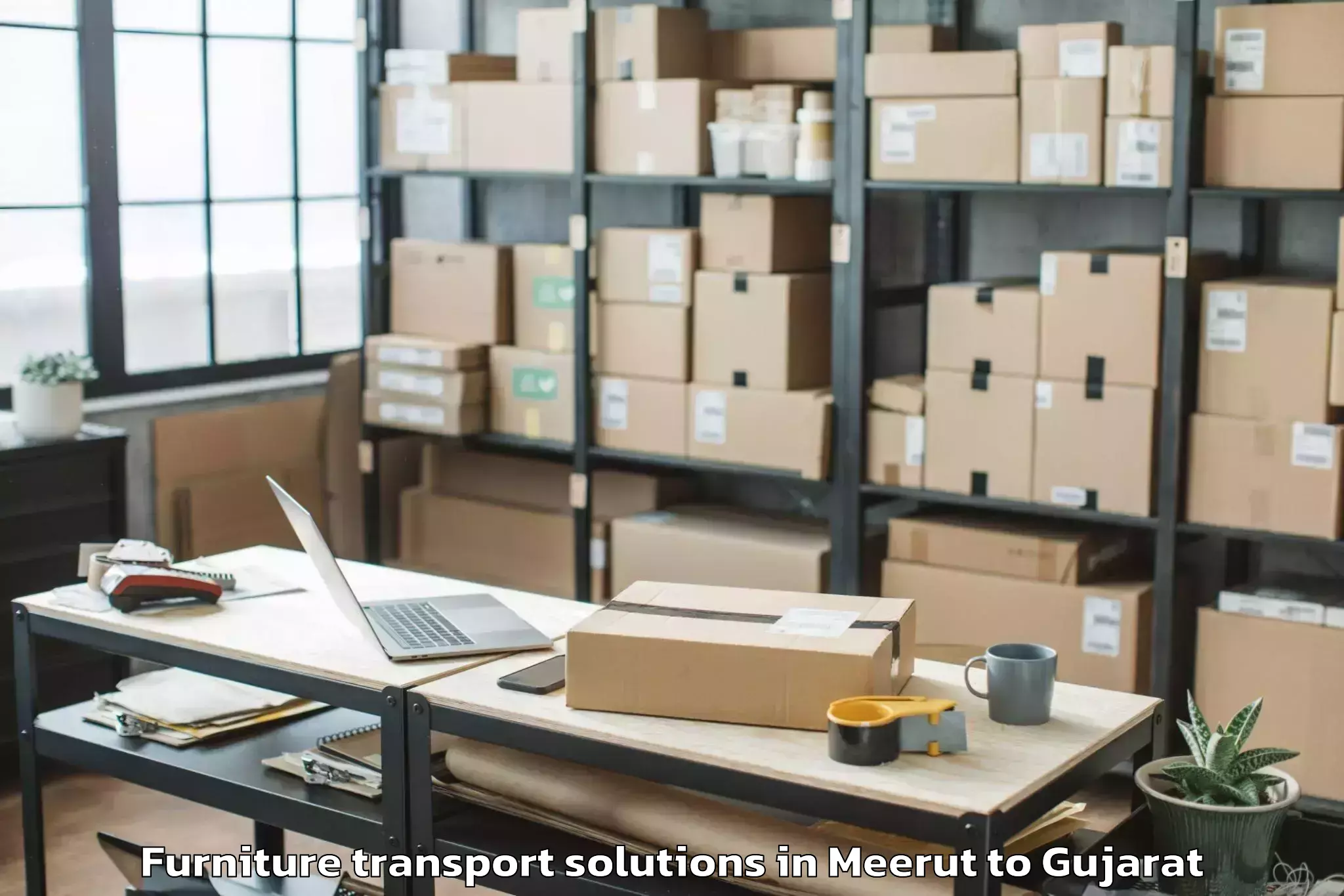 Top Meerut to Ambaji Furniture Transport Solutions Available